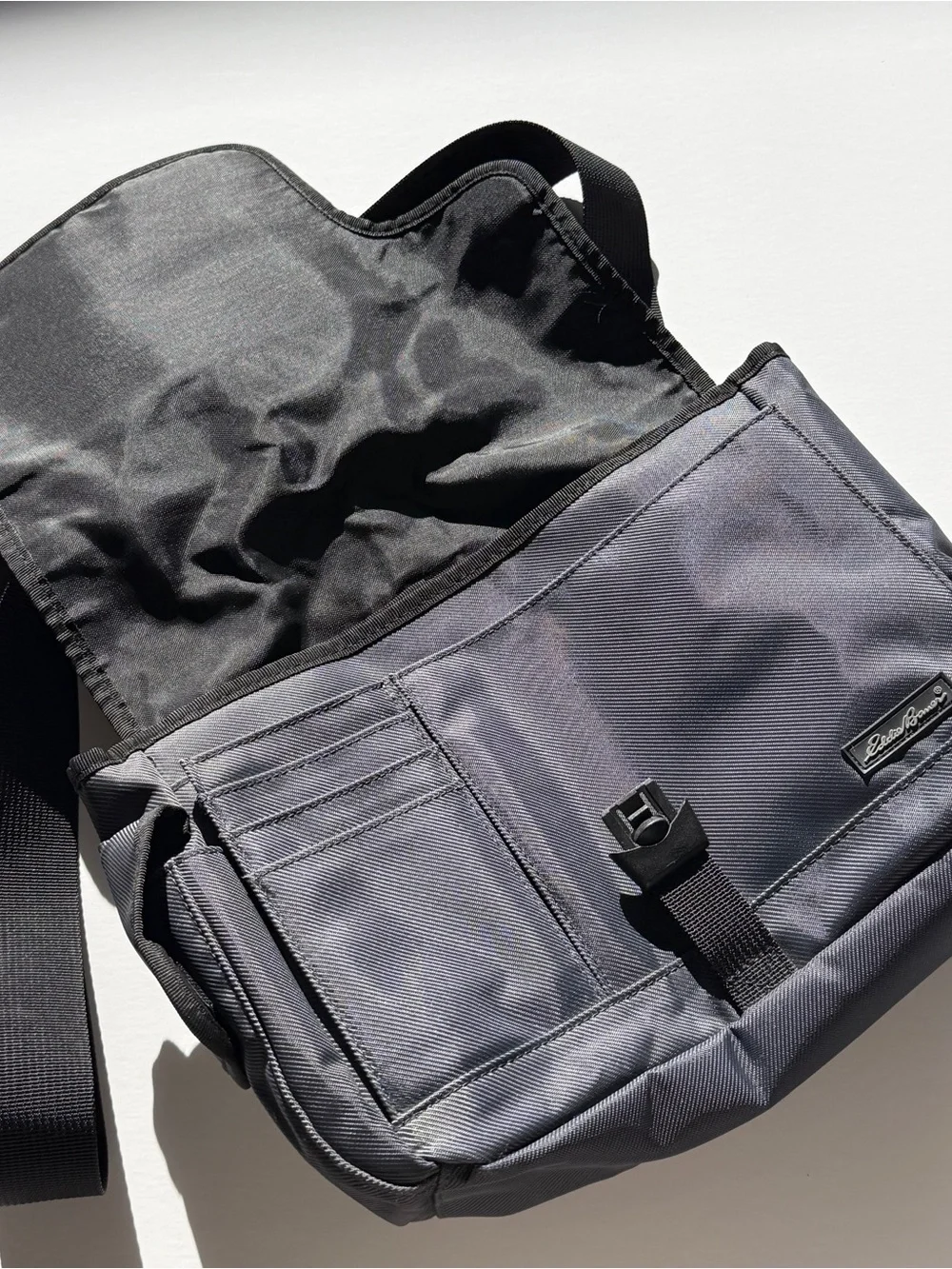 Eddie Bauer Gray and Black Messenger Bag with Shoulder Strap